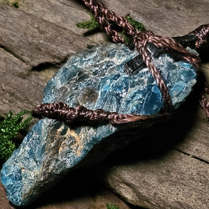 Rear  view Apatite crystal necklace for throat chakra and motivation