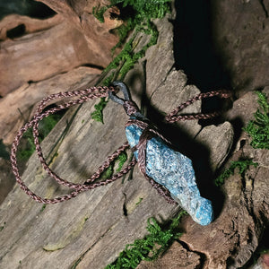 Handwoven blue apatite pendant for creative expression