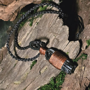 Grounding pendant with black tourmaline stone and cord