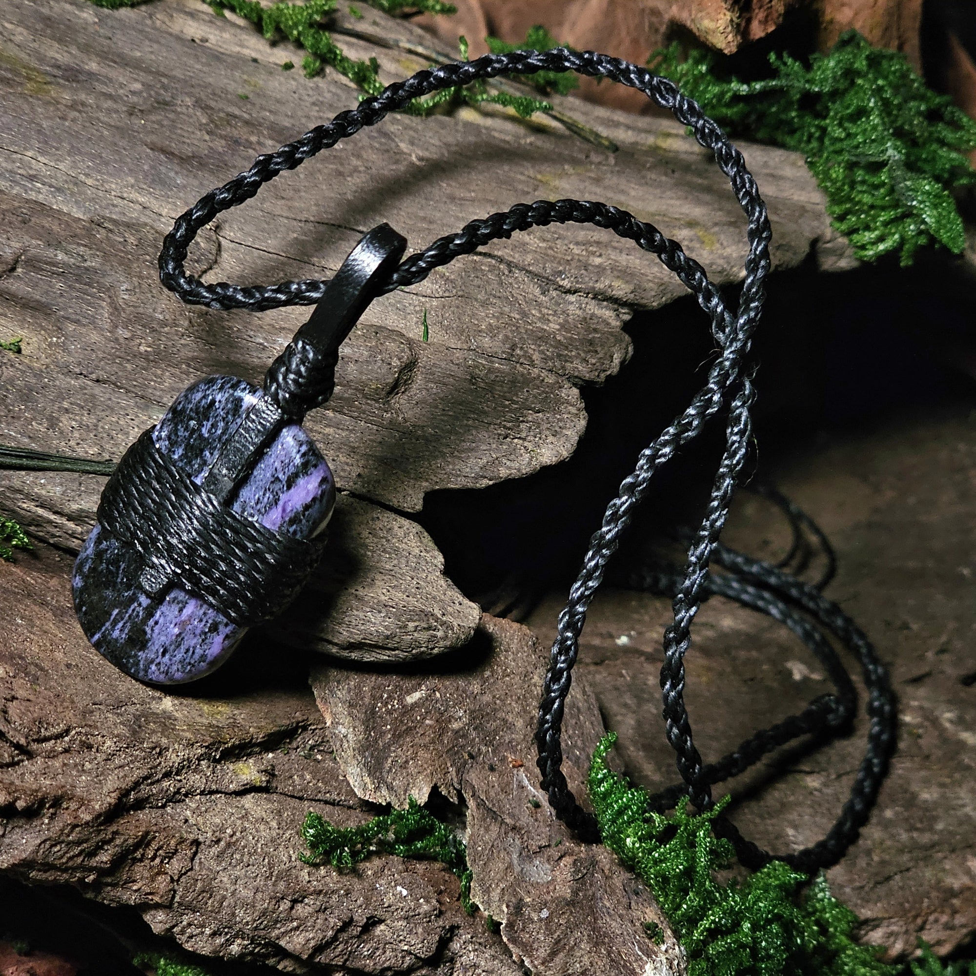 One of a kind charoite talisman for intuition and clarity