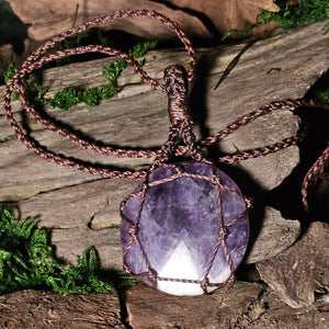 Chevron amethyst pendant with violet and white banding