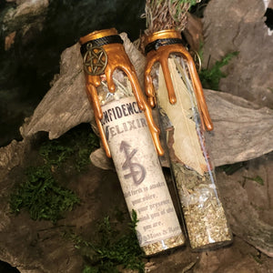 Wax-sealed Confidence Spell Jar displayed with plant allies