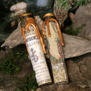 Carnelian, citrine, and clear quartz inside Confidence Spell Jar