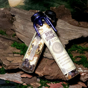 Close-up of selenite and amethyst inside the Divine Guidance Spell Jar