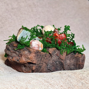 Crystal Forest ritual piece symbolising renewal and flow with carnelian and flower agate.