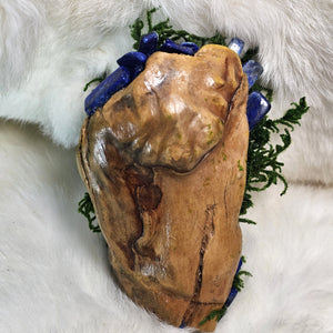 Moss covered Forest Guardian created for clarity and ancestral knowing, rear view