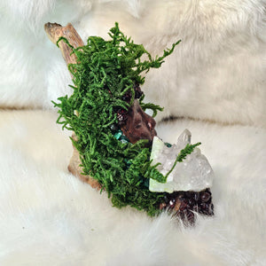 Ritual decor artwork created for protection and focused will, side view