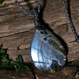 One of a kind crystal talisman featuring blue flash labradorite