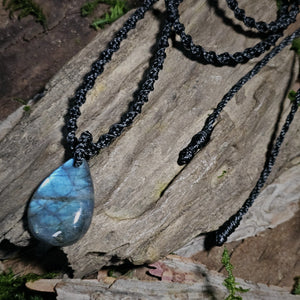 Labradorite teardrop pendant created for intuition and protection blue