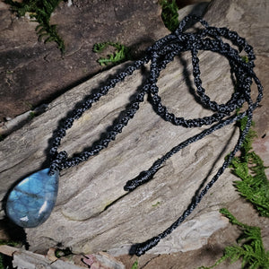 Moss and Raven handcrafted Labradorite teardrop talisman