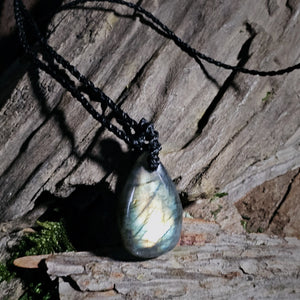 Labradorite teardrop pendant created for intuition and protection