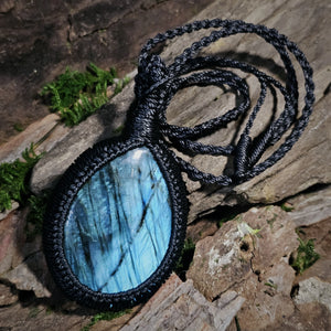 Large statement Labradorite pendant with electric blue flash