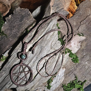 One of a kind brown pentacle talisman jewellery handcrafted for ritual wear