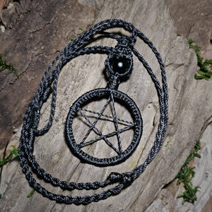 Black pentacle talisman necklace created for grounding and protection #1