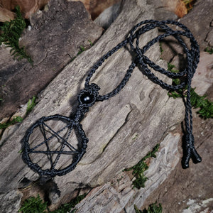 Moss & Raven pentacle ritual talisman shown on natural bark #2