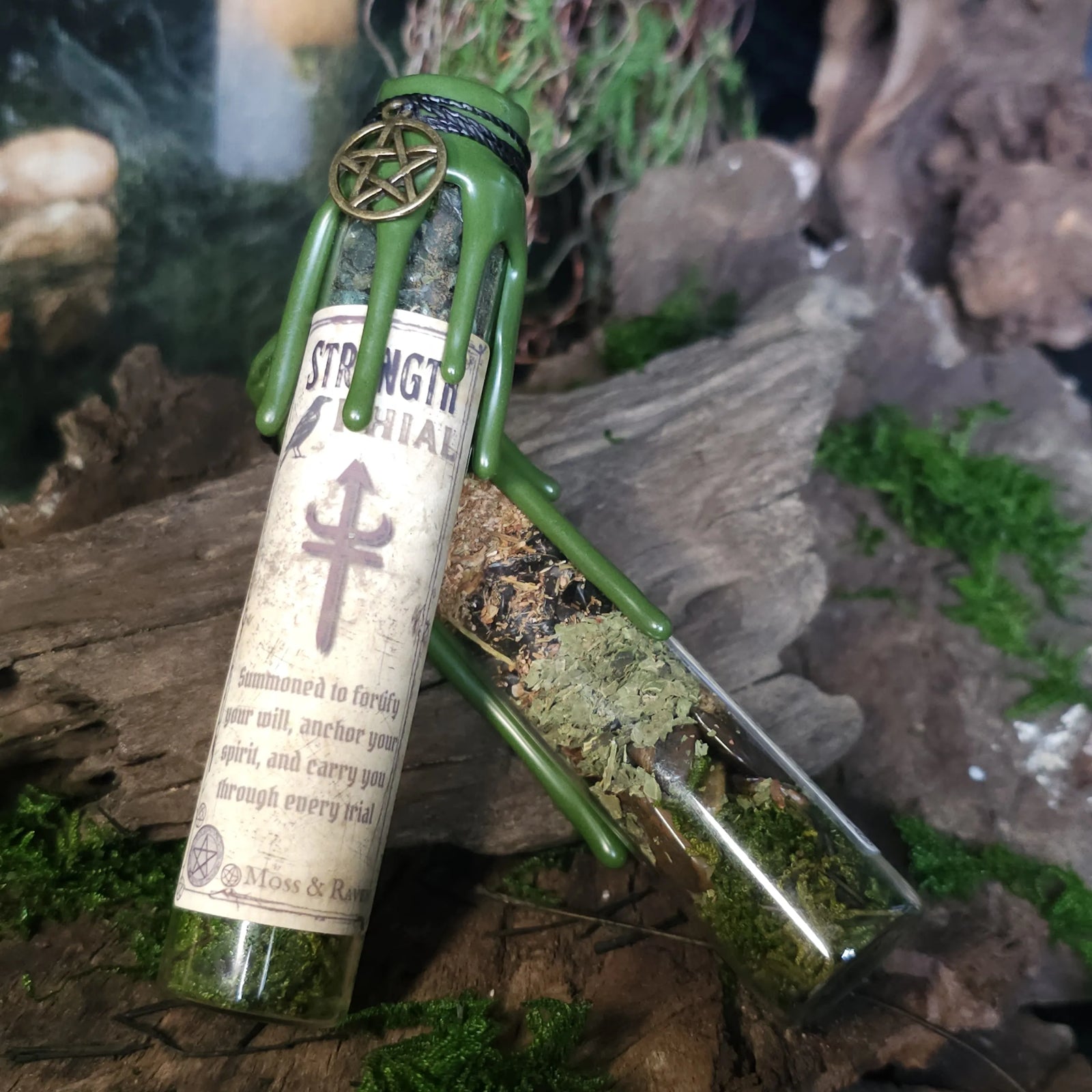 Strength Spell Jar with tiger’s eye, onyx, and hematite