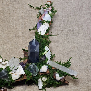 Overhead view of The Quiet Current Crystal Forest altar by Moss & Raven.
