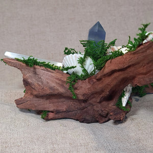 Side angle of The Quiet Current highlighting Fluorite tower and moss texture.