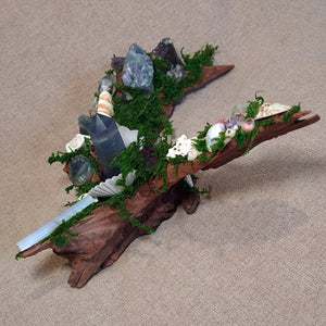 Handmade witchcraft decor with Fluorite, Selenite, and Amethyst – The Quiet Current Crystal Forest.